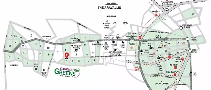 Corona Greens Sohna Location Map