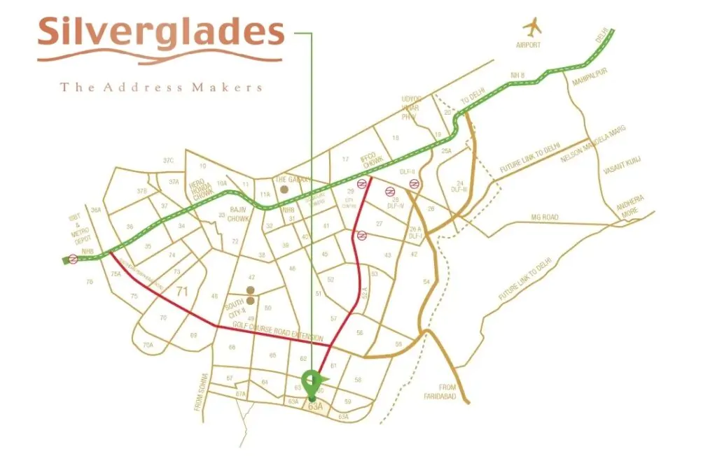 Silverglades 63A Gurgaon location map