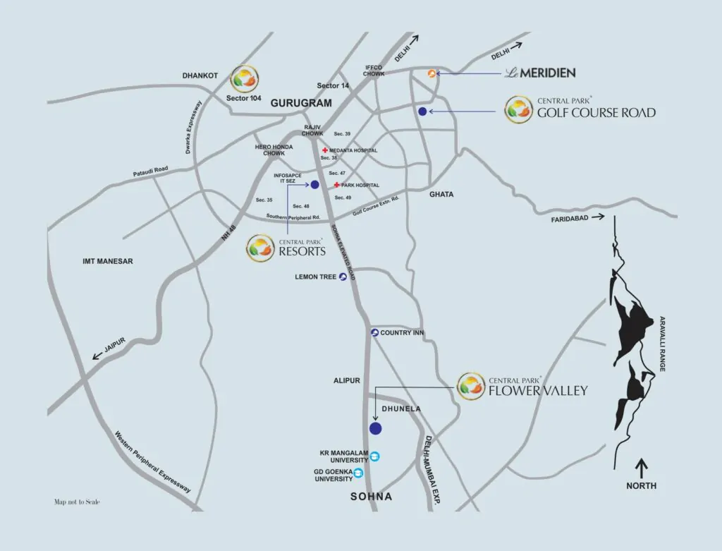 Central Park bignonia towers location map
