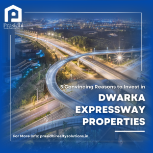 Aerial view of modern residential and commercial buildings along Dwarka Expressway Properties, a key Gurgaon investment location.